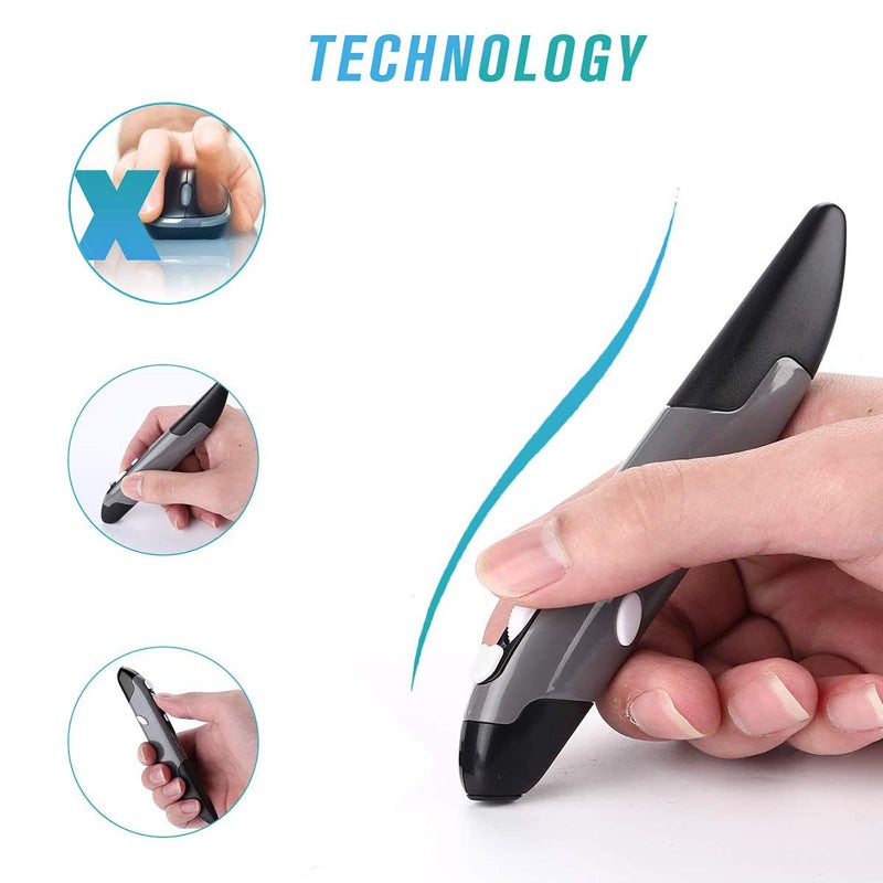 lychee Wireless Optical Pocket Pen Mouse, 2.4GHZ USB Wireless Optical Mini Air Mouse for PC Laptop Notebook Computer Mac (Grey) - Image 5